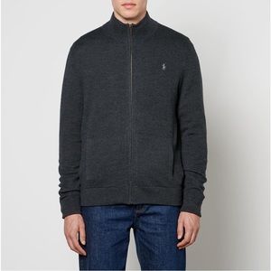 Polo Ralph Lauren Men's Gray Full Zip Stretch Cotton Sweater Jacket szS